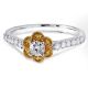 14k Gold Two-Tone Diamond Flower Ring