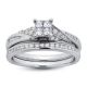 14k White Gold Princess Cut Twisted Engagement Ring and Band
