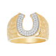 14k gold two tone cubic zirconia horseshoe ring front view