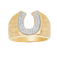 14k Gold Two Tone Cubic Zirconia Horseshoe Ring 