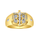 14K Two Tone Gold Anchor Christ Men's Ring