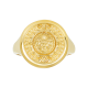 14K Yellow Gold Aztec Calendar Signet Men's Ring