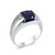 Mens 14k White Gold Sapphire and Diamond Accent Ring