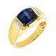 Mens 14k Yellow Gold Ring with Barrel Cut Sapphire