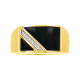 14k yellow gold onyx rectangle diamond ring front view