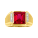 14k yellow gold ruby with diamond accent ring front view