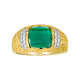 14k yellow gold emerald nugget with accent diamond men's ring front view