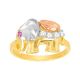 14k tri color gold elephant ring front view