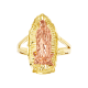 14k two tone lady of guadalupe diamond cut ring front view