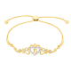 14k yellow gold crown heart quinceañera diamond bracelet front view