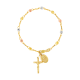 14K Tri Color Gold Beaded Diamond Cut Rosary Bracelet