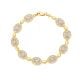 14k tri color gold oval guadalupe link bracelet top closed view