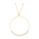 14k tri-color gold moon cut bead adjustable bolo bracelet top view