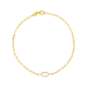 14k yellow gold white topaz gemstone paper clip bracelet closed view
