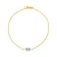 14k yellow gold blue topaz gemstone paper clip bracelet closed view
