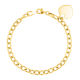 14k yellow gold oval link bracelet with engravable heart top closed view