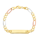 14k tri color gold 5mm figaro baby id bracelet closed top view