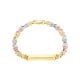 14k gold tri-color floral link baby id bracelet close top view