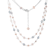 Silver Quartz, Pink and Grey Pearl Necklace
