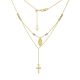 14k Gold Tri-Color Rosary Choker Necklace