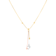14K Tri Color Diamond Cut Bead Dolphin Lariat Necklace
