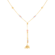 14k Tri Color Diamond Cut Bead Elephant Lariat Necklace 