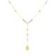 14K Tri Color Diamond Cut Bead Virgin Mary Lariat Necklace