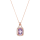 14K Rose Gold Rose De France Amethyst Diamond Pendant Necklace