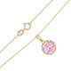 14k yellow gold pink topaz necklace up close