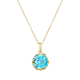 14k yellow gold blue zirconia necklace up close