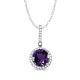 10k White Gold Amethyst and Diamond Halo Necklace