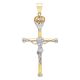 14k Gold Two-Tone Crown Crucifix Pendant