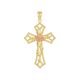 14k Gold Tri-Color Beaded Cross with Rose