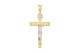 14k gold two tone open pattern crucifix front view
