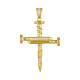 14K Yellow Gold Nail Cross Cubic Zirconia Pendant