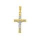 14k gold two-tone ribbed crucifix pendant front view
