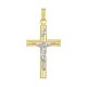14k gold two-tone tube crucifix front view