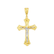 14k Gold Two Tone Diamond Cut Nugget Crucifix 
