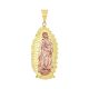 14k two tone gold lady of guadalupe medal front view
