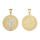14k two tone gold st. benedict round medal 24mm front and back view  