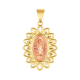14k two tone gold lady of guadalupe floral petal medal front view