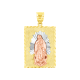 14K Tri Tone Gold Our Lady of Guadalupe Rectangular Medal