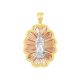 14k Gold Tri-Color Oval Petal Our Lady Of Guadalupe Medal