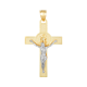 14k two tone gold san benito crucifix 55mm front view