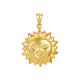 14k gold tri colored sun charm pendant