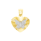 14k Two Tone Gold Butterly Diamond Cut Heart Pendant 