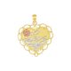 14k Gold Tri-Color Heart-Shaped Love Pendant front view
