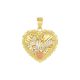 14k gold tri-color heart-shaped double sided 