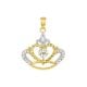 14k Two Tone Gold Diamond Cut Crown Pendant