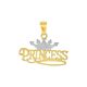 14k Two Tone Gold Princess Crown Pendant   